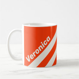 Caneca De Café Pôr do Sol Retro Laranja Três Listras com Nome