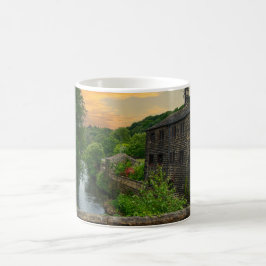 Caneca De Café Pôr do sol sobre a ponte Hawksclough, Mytholmroyd