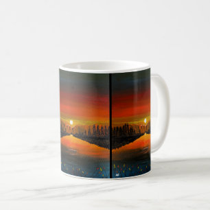 Caneca De Café Pôr do sol sobre o lago Canyon pintura de Alfred F