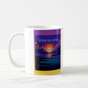 Caneca de Café Pôr do Sol Tropical para Relaxar