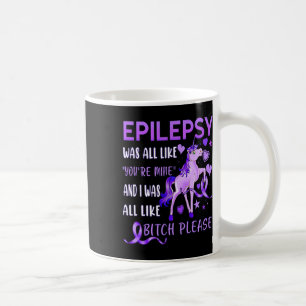 Caneca De Café Por Favor, Fita Roxa E Consciência Da Epilepsia