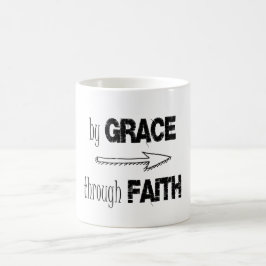 Caneca De Café Por Grace Através da Faith Bíblia Verse