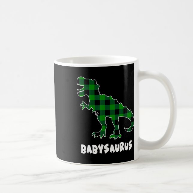 Caneca De Café Por Saurus T-rex Dinossauros Xadrez Dia de São Pat (Direita)