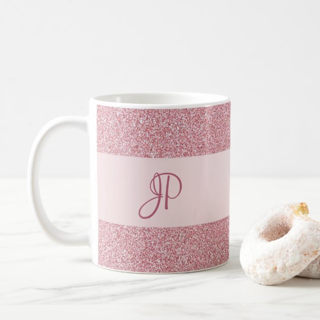 Caneca De Café Por Sua Rosa Dourada Litter Olhar Modelo Monograma (Com Donut)