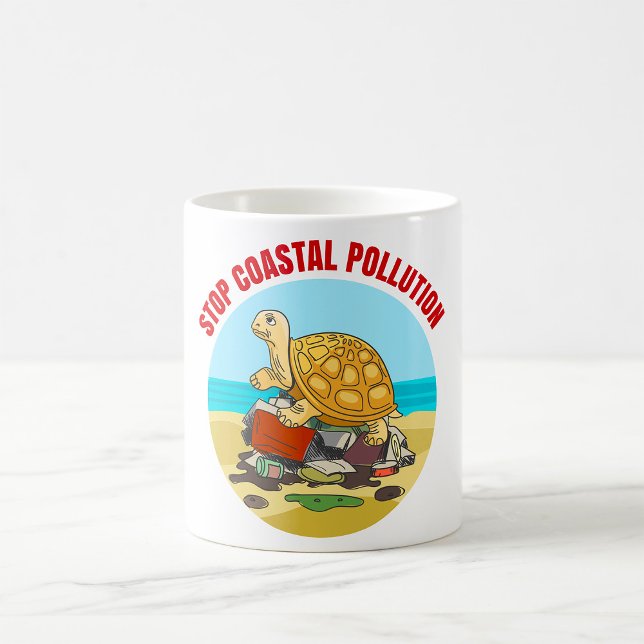 Caneca De Café Pôr termo à poluição costeira - turla ambiental do (Criador carregado)