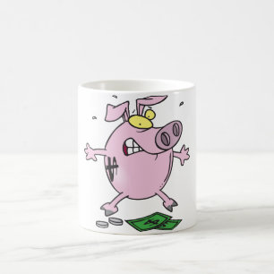 Caneca De Café Porco Banco Furioso Rosa Banco Divertido Porco Est