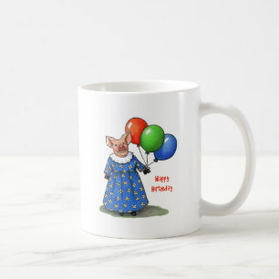 Caneca De Café Porco bonito no melhores vestido & balões: Feliz