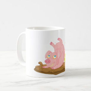 Caneca De Café Porco Brincalhão na Lama Animal de Fazenda Diverti