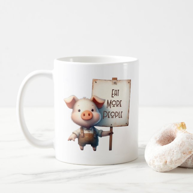 Caneca De Café Porco - Coma Mais Pessoas (Com Donut)