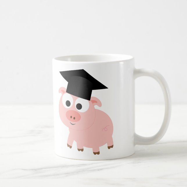 Caneca De Café Porco de Graduação em Cute (Direita)