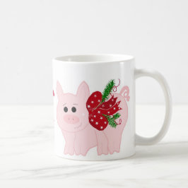 Caneca De Café Porco de Natal Humorístico com Dito