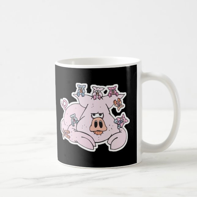 Caneca De Café porco engraçado com leitões bebês (Direita)