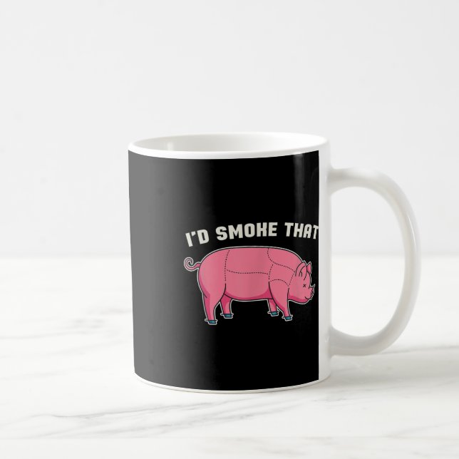 Caneca De Café Porco Engraçado Fumar O Chef De Churrasco Grelando (Direita)