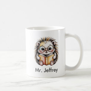 Caneca De Café Porco-espinho Fofo Lendo um Livro Personalizado