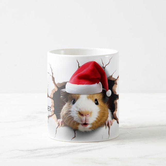 Caneca De Café Porco guineense em 3D com Santa Hat (Centro)