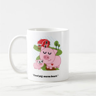 Caneca De Café Porco Legal Coração Quente