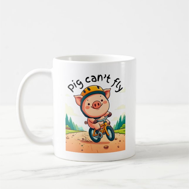 Caneca De Café Porco não pode voar. L Rosa BG (Esquerda)