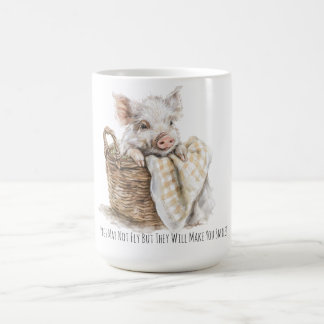 Caneca De Café Porcos fofos podem não voar, mas eles vão fazer vo