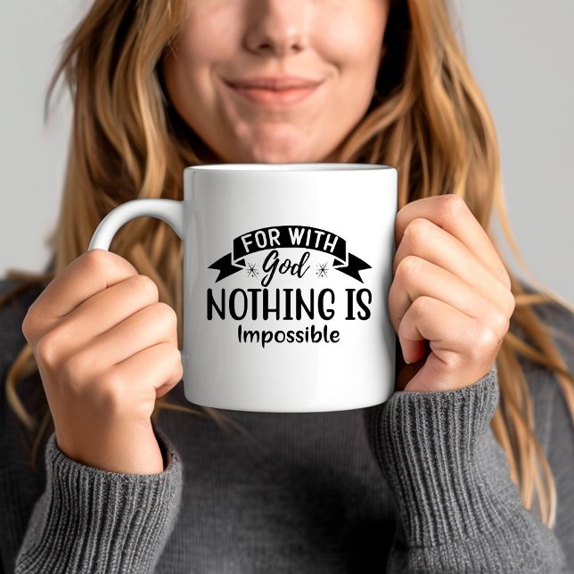 Caneca De Café Porque Com Deus Nada É Impossível, Cristão (For With God Nothing Is Impossible Christian Coffee Mug)