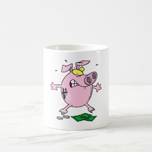 Caneca De Café Porquinho Banco Divertido Perdendo Dinheiro