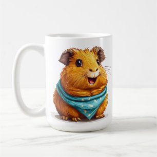 Caneca De Café Porquinho-da-índia laranja alegre com bandana azul