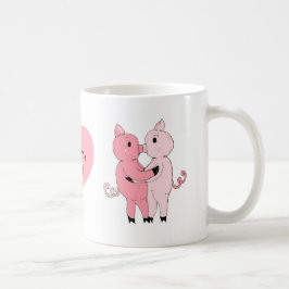 Caneca De Café Porquinhos se Beijando