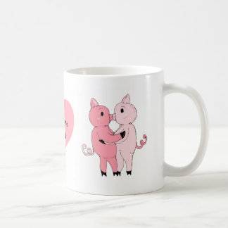 Caneca De Café Porquinhos se Beijando