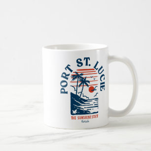 Caneca De Café Port St. Lucie Flórida Retro Surfista Vintage Prai