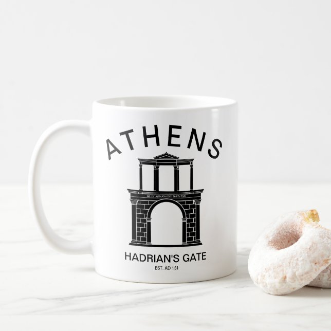 Caneca De Café Porta de Hadrian, Atenas, Grécia (Com Donut)