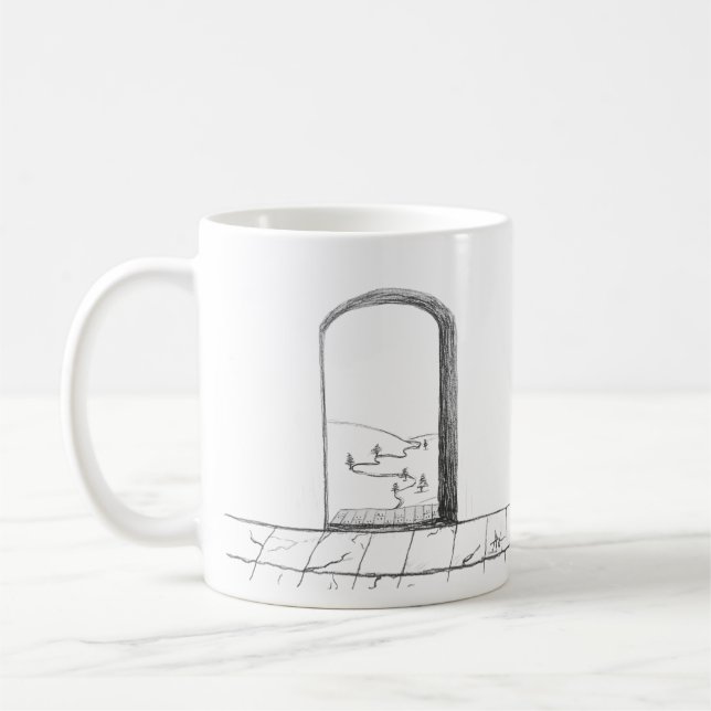 Caneca De Café Portas abertas e fechadas Esboçadas e desenhadas (Esquerda)