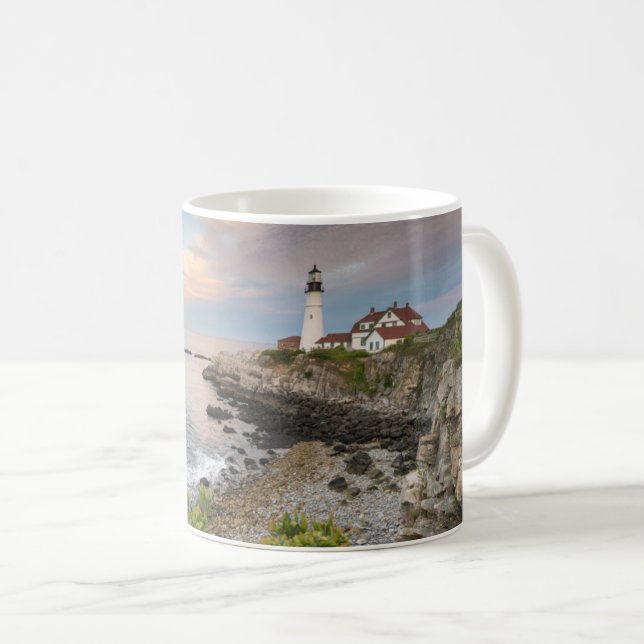 Caneca De Café Portland Head Light | Cabo Elizabeth, ME (Frente Esquerda)