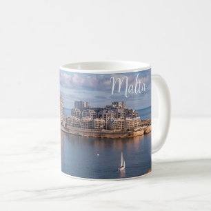 Caneca De Café Porto de Sliema e arranha-céus em Malta