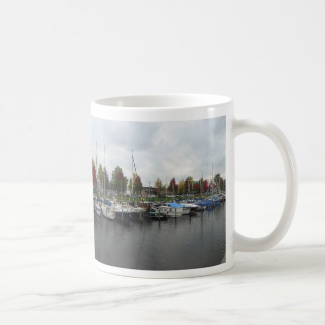 Caneca De Café Porto Holandês com Canhão Panorâmico de Árvores Ve (Direita)