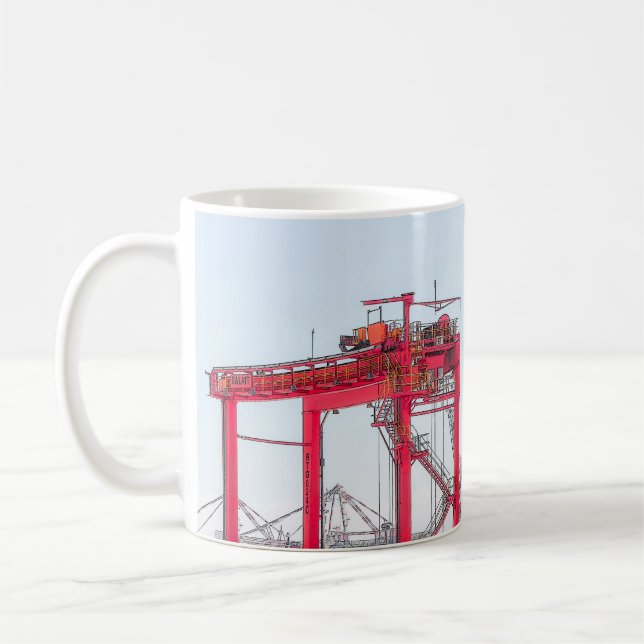Caneca De Café Porto industrial de Harbour Port Crane Sketch (Esquerda)