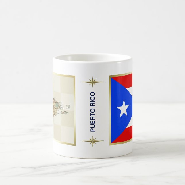 Caneca De Café Porto Rico Flag + Mapa Mug (Centro)