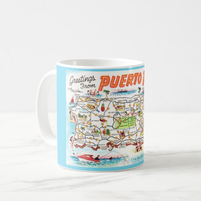 Caneca De Café Porto Rico Postcard Mug (Frente Esquerda)