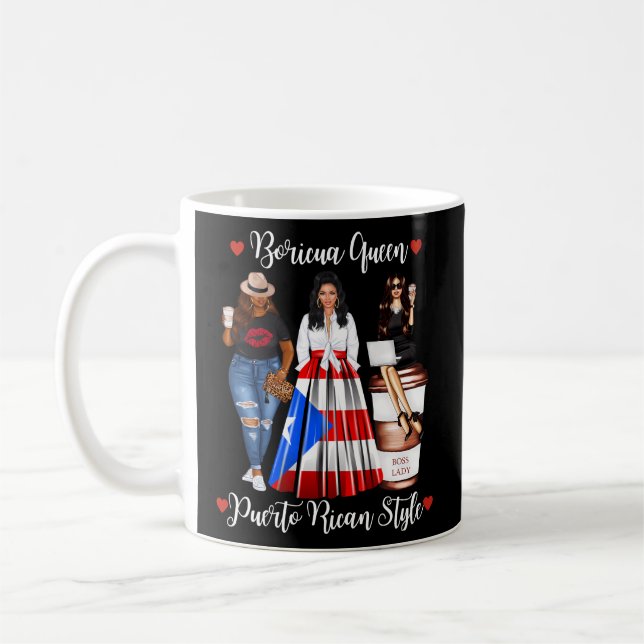 Caneca De Café Porto Rico Style Boricua Queen Mães Porto Rico (Esquerda)