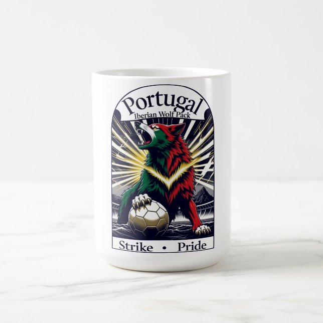 Caneca De Café Portugal Soccer Iberian Wolf, National Pride Gift (Centro)