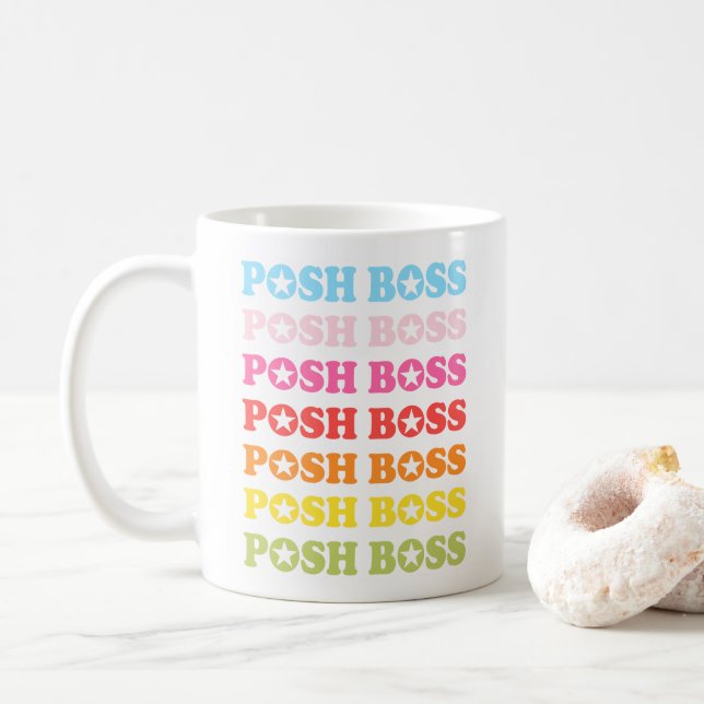 Caneca De Café Posh Boss Star Studed Rainbow Coffee Mug (Com Donut)
