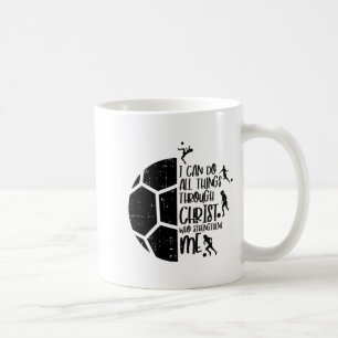 Caneca De Café Posso Fazer Coisas Através do Futebol do Cristo Pé