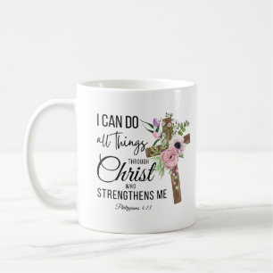 Caneca De Café Posso Fazer Tudo Através Da Escritura Floral Phil 