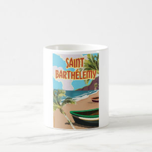 Caneca De Café Poster das viagens vintage da ilha de Barthélemy