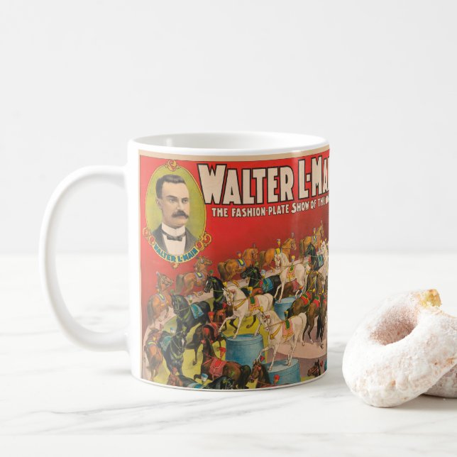 Caneca De Café Poster De Circo De 63 Cavalos Executantes Num Anel (Com Donut)