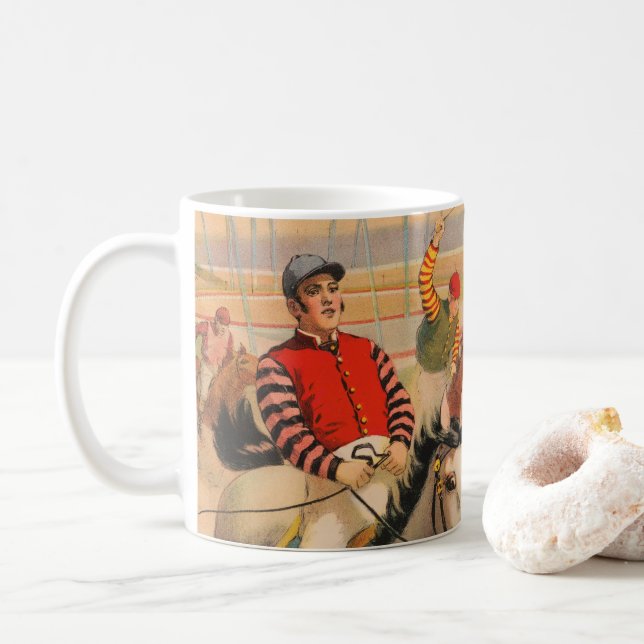 Caneca De Café Poster de Circo De Macacos Em Cavalos Saltando Uma (Com Donut)