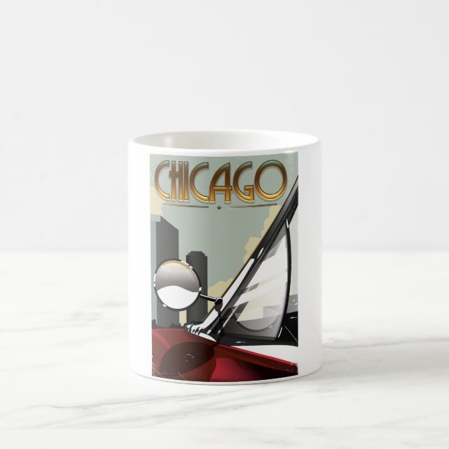 Caneca De Café Poster de viagens automático da cidade de Chicago (Centro)