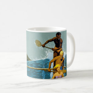Caneca De Café Poster de viagens Da United Air Lines Para O Havaí