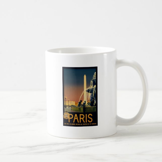Caneca De Café Poster de viagens de Paris para redes railway (Direita)