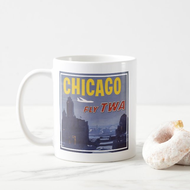 Caneca De Café Poster de viagens Para Voos Da Trans World Airline (Com Donut)
