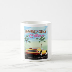Caneca De Café poster de viagens retrô Beverly Colinas Californi
