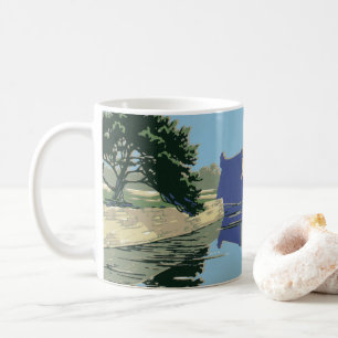 Caneca De Café Poster de viagens vintage mostrando Fort Marion